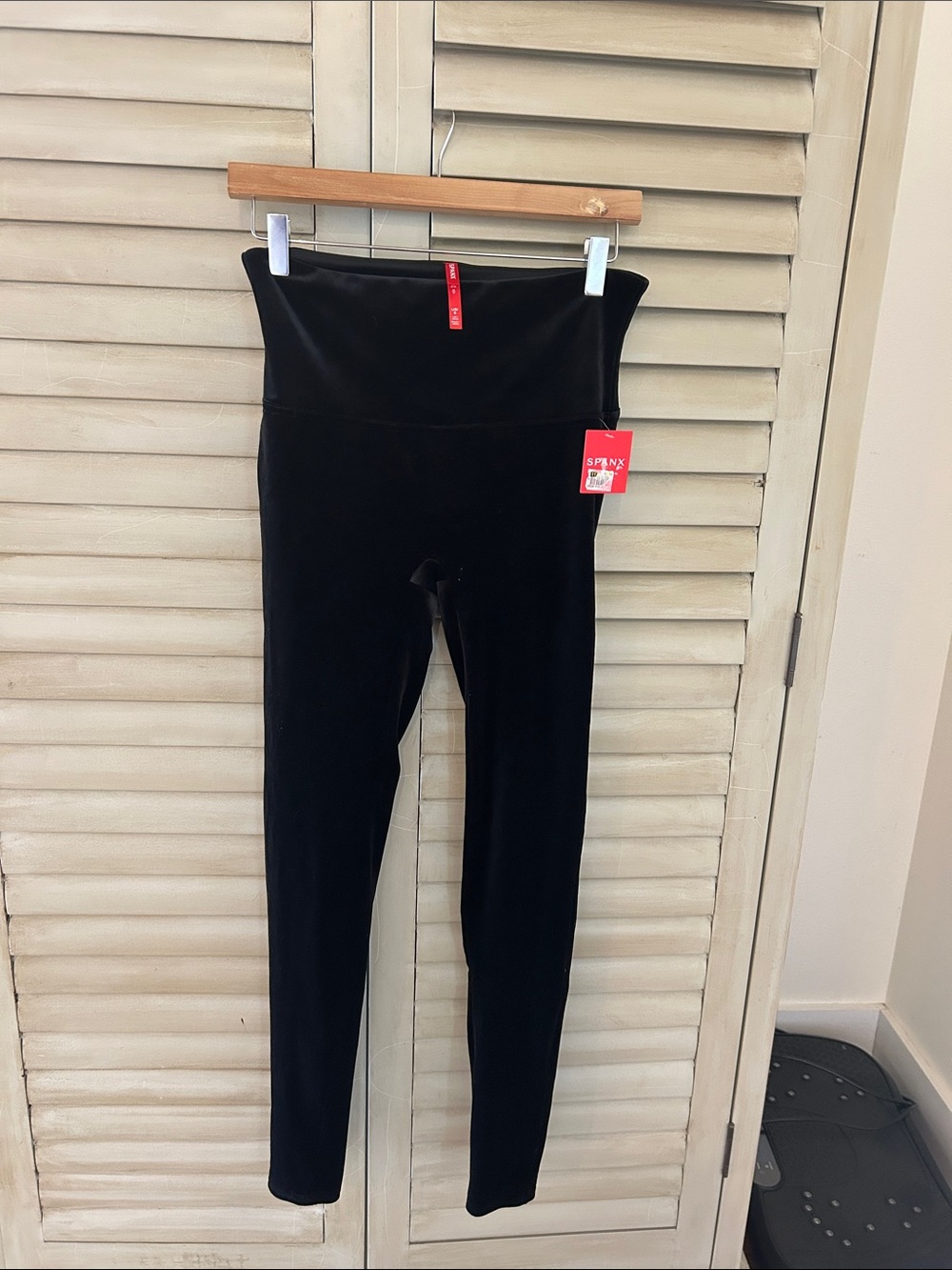 SPANX Black Velour High-Waist Leggings